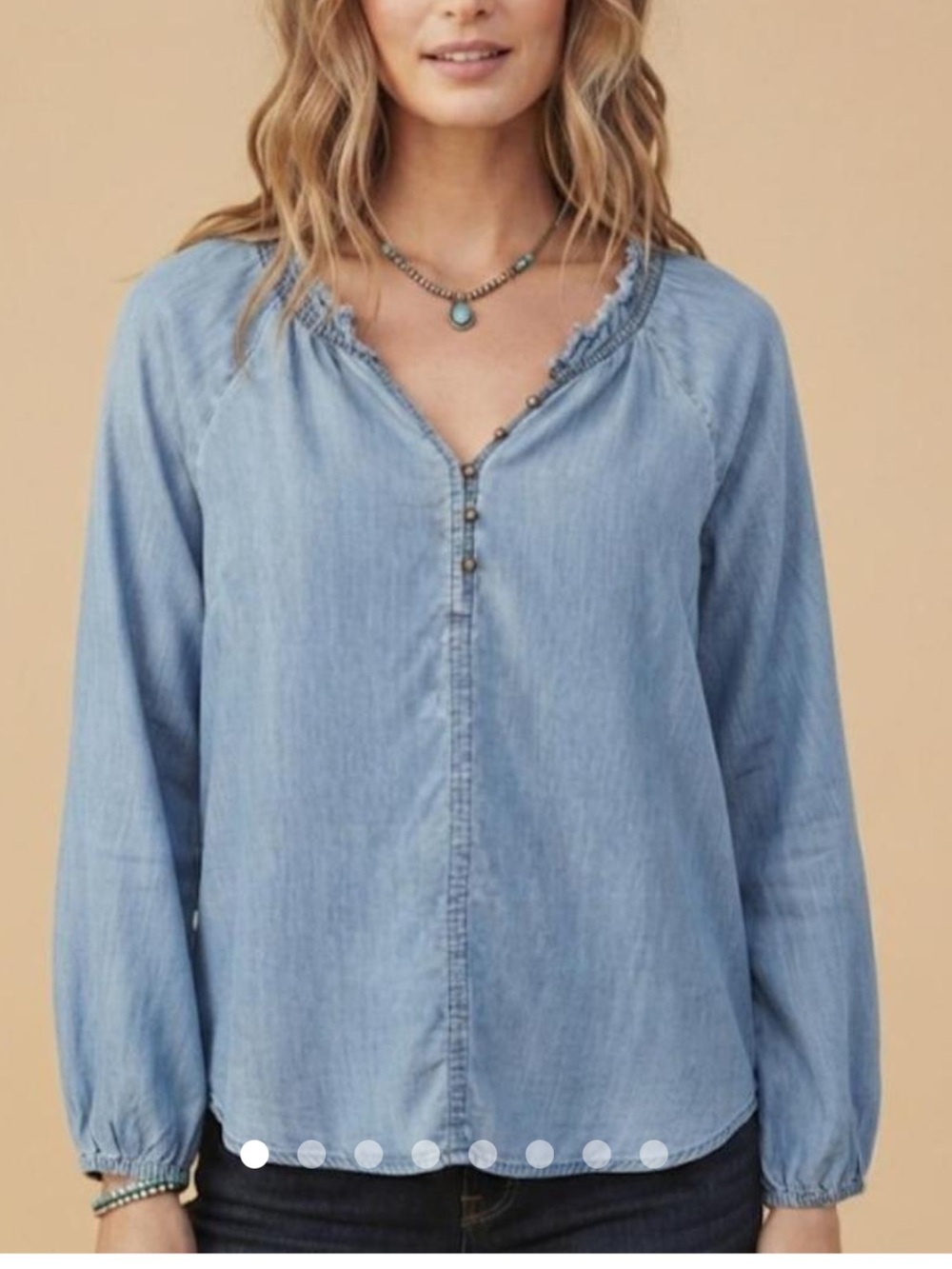 Sundance Chambray Pop Over Top Size Large